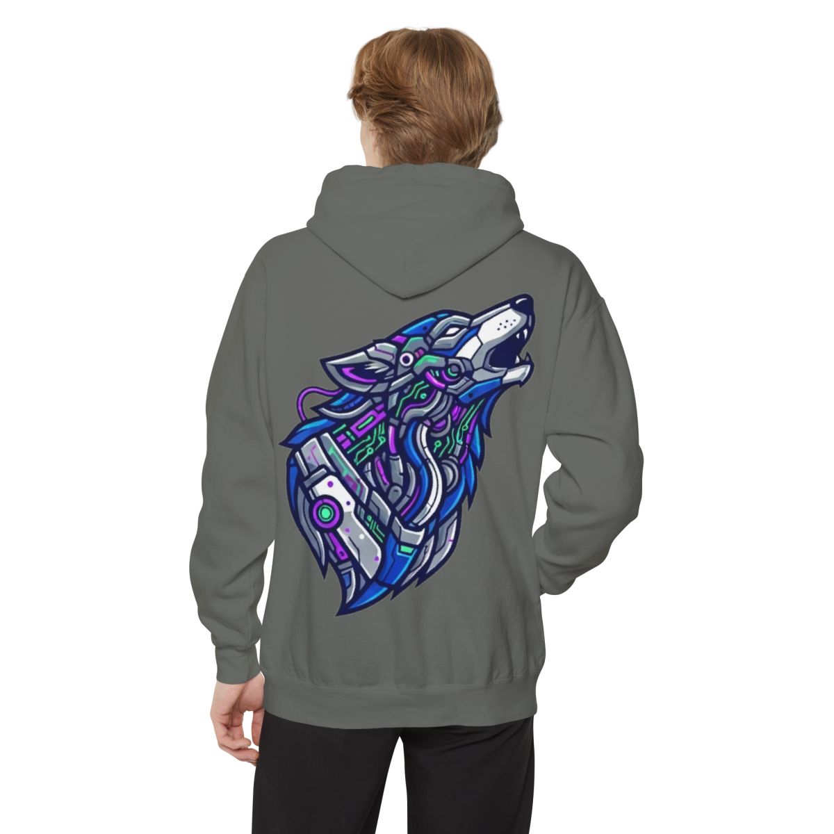 Color: Grey | Cyber Wolf Garment-Dyed Hoodie