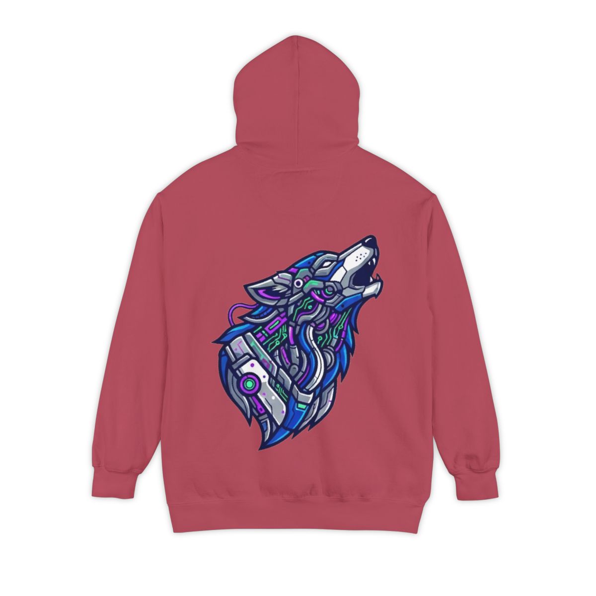Color: Crimson | Cyber Wolf Garment-Dyed Hoodie
