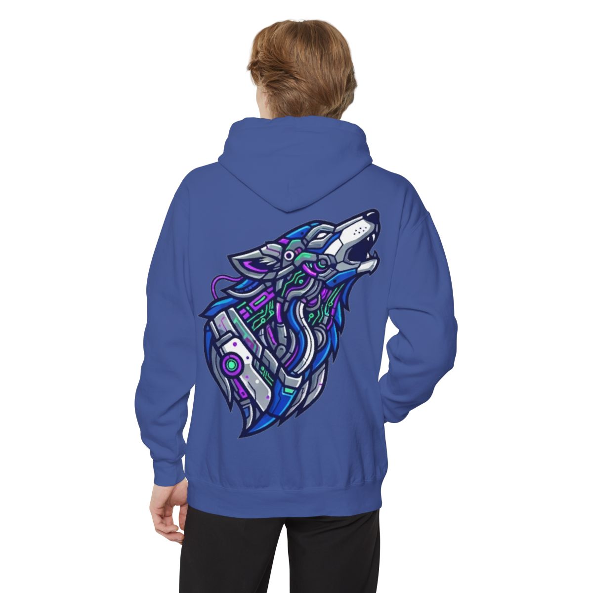 Color: Flo Blue | Cyber Wolf Garment-Dyed Hoodie