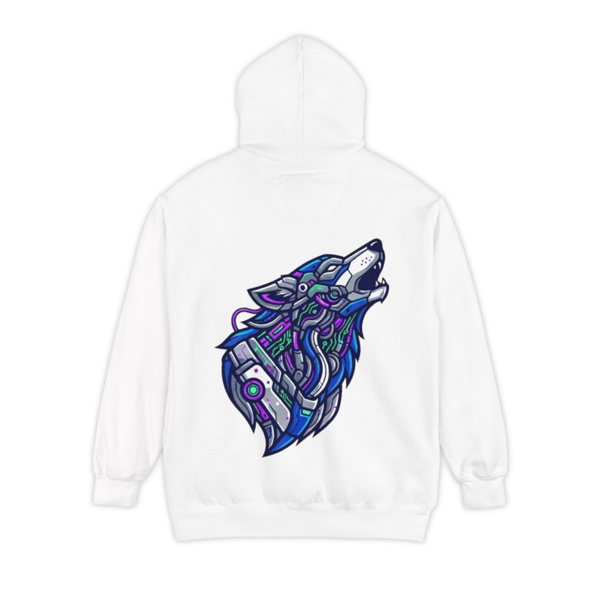 Color: White | Cyber Wolf Garment-Dyed Hoodie