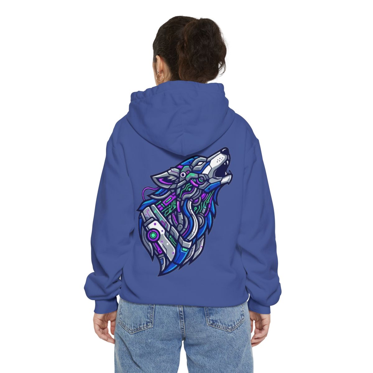 Color: Flo Blue | Cyber Wolf Garment-Dyed Hoodie
