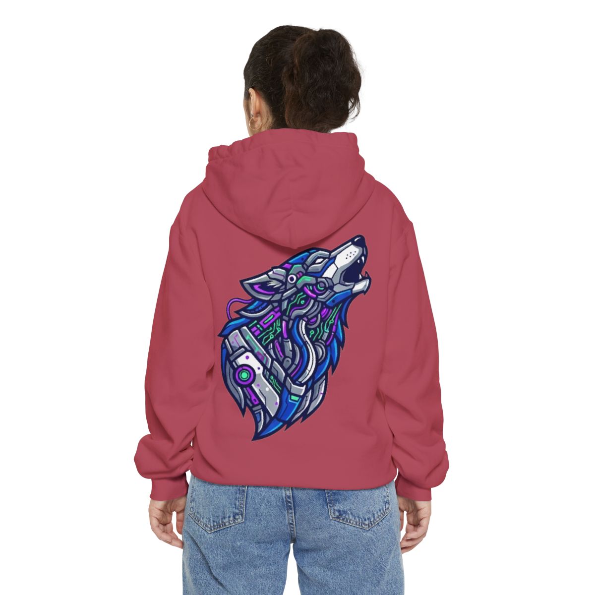 Color: Crimson | Cyber Wolf Garment-Dyed Hoodie