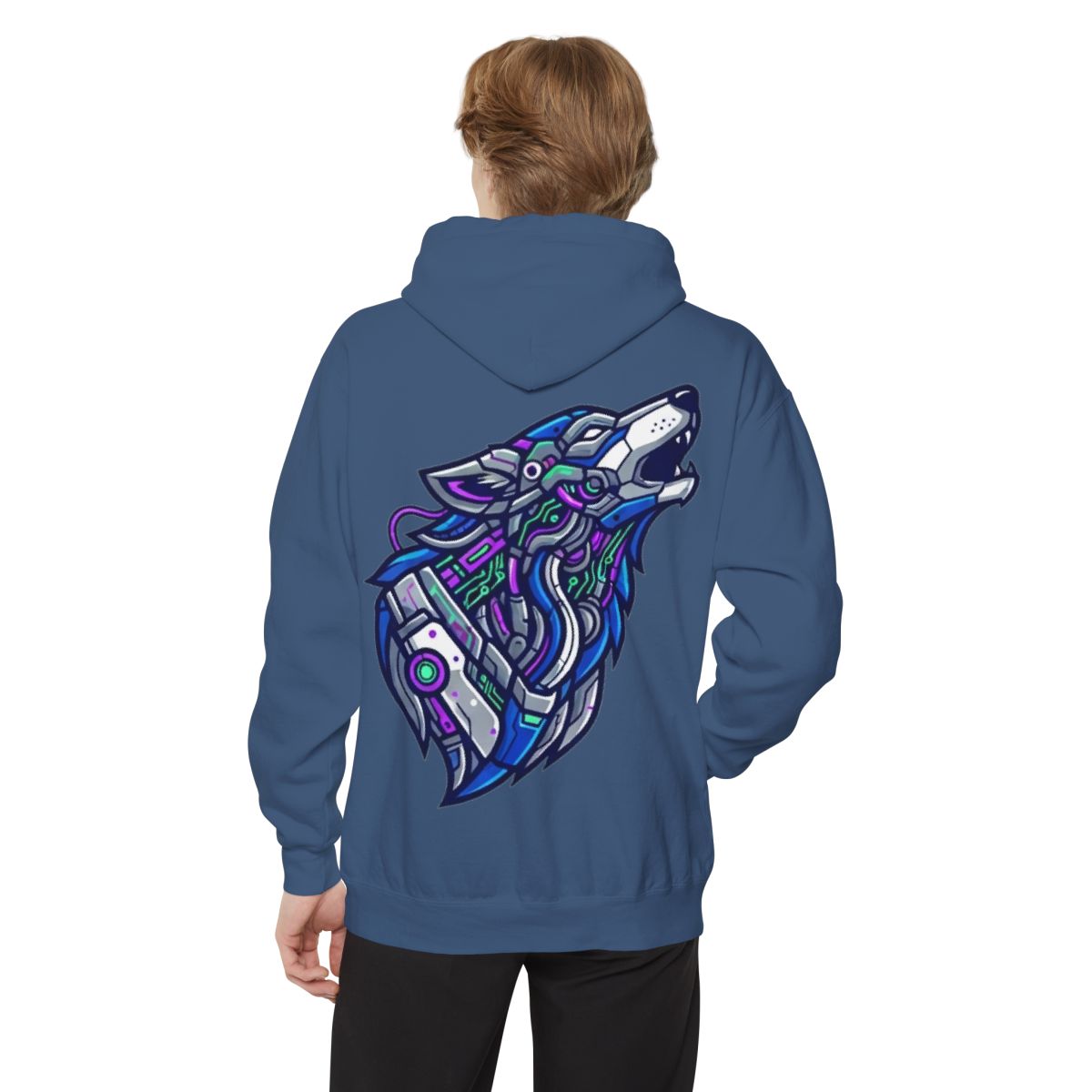 Color: True Navy | Cyber Wolf Garment-Dyed Hoodie