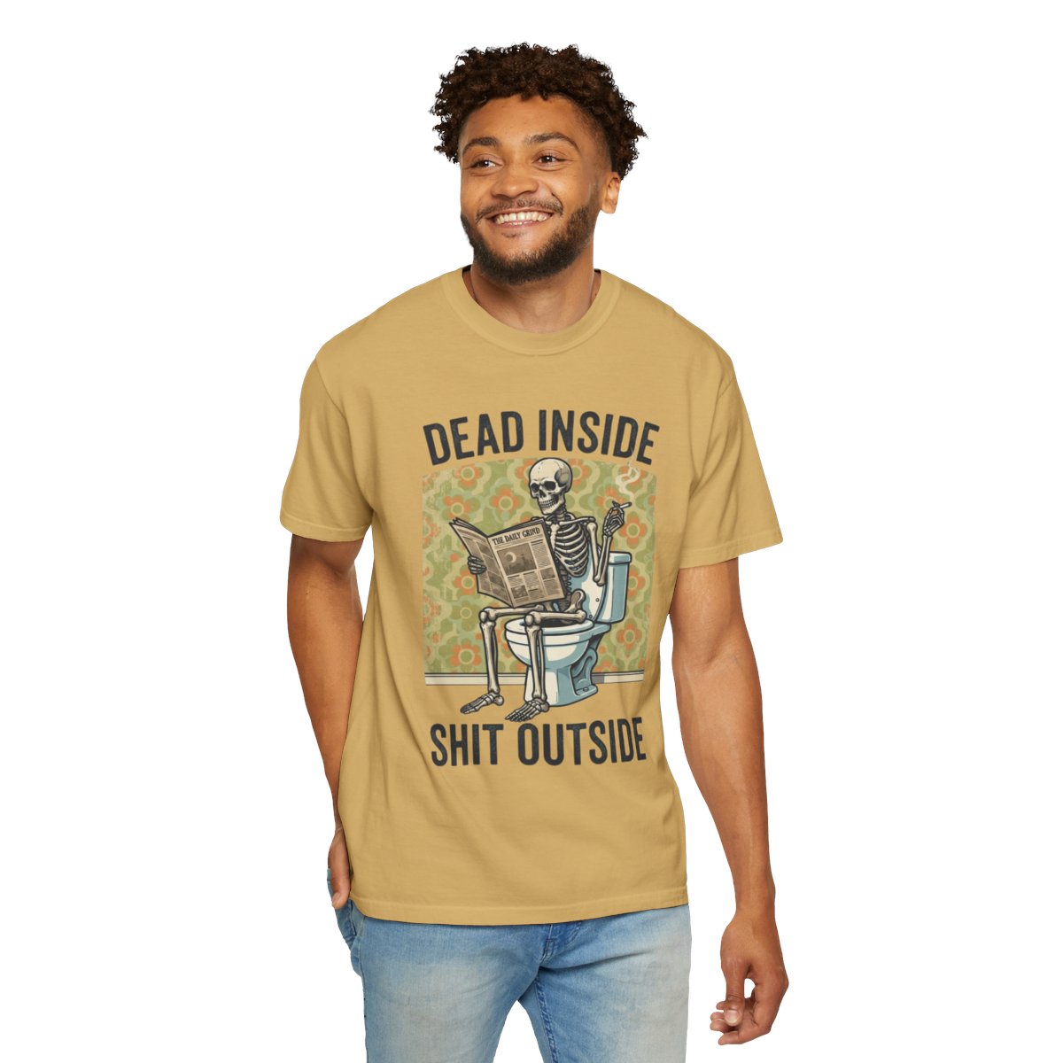 Color: Mustard | Dead Inside Shit Outside Unisex Garment-Dyed Tee