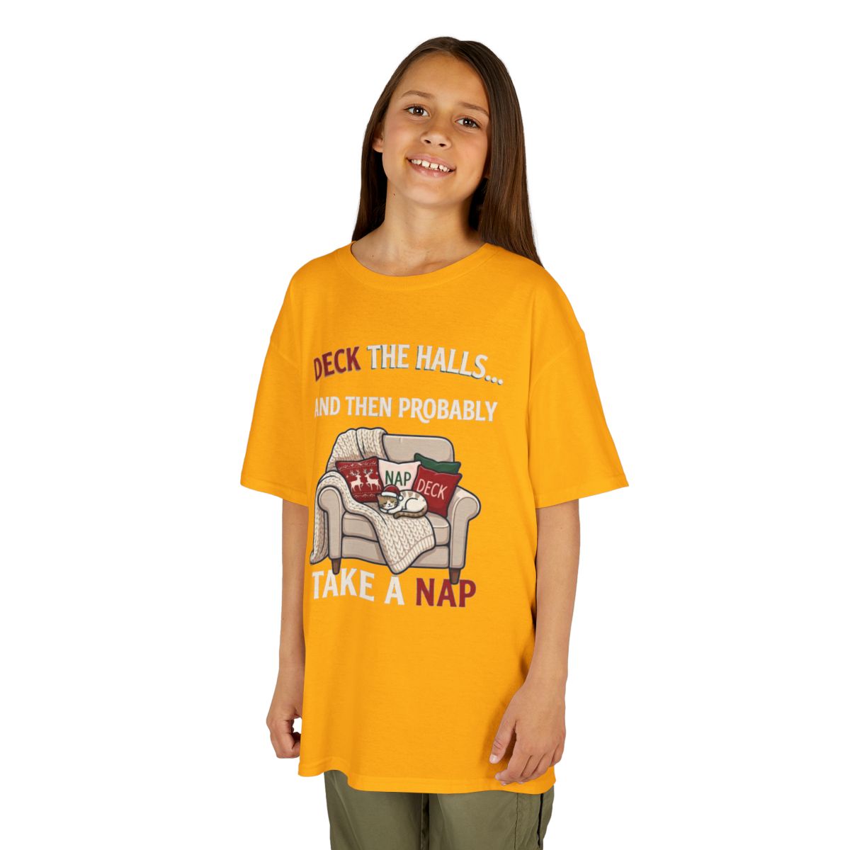 Color: Gold | Deck The Halls And Take A Nap Kids Tee