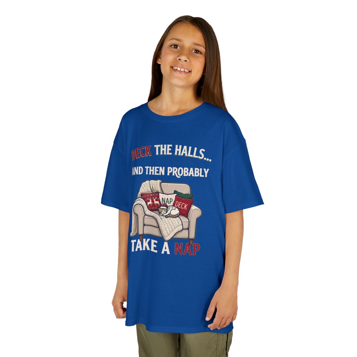 Color: Royal | Deck The Halls And Take A Nap Kids Tee