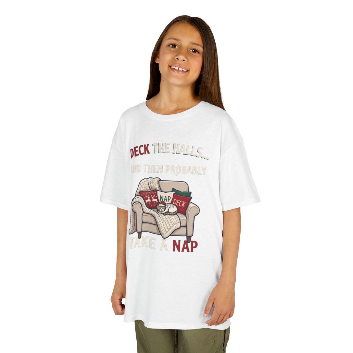 Color: White | Deck The Halls And Take A Nap Kids Tee