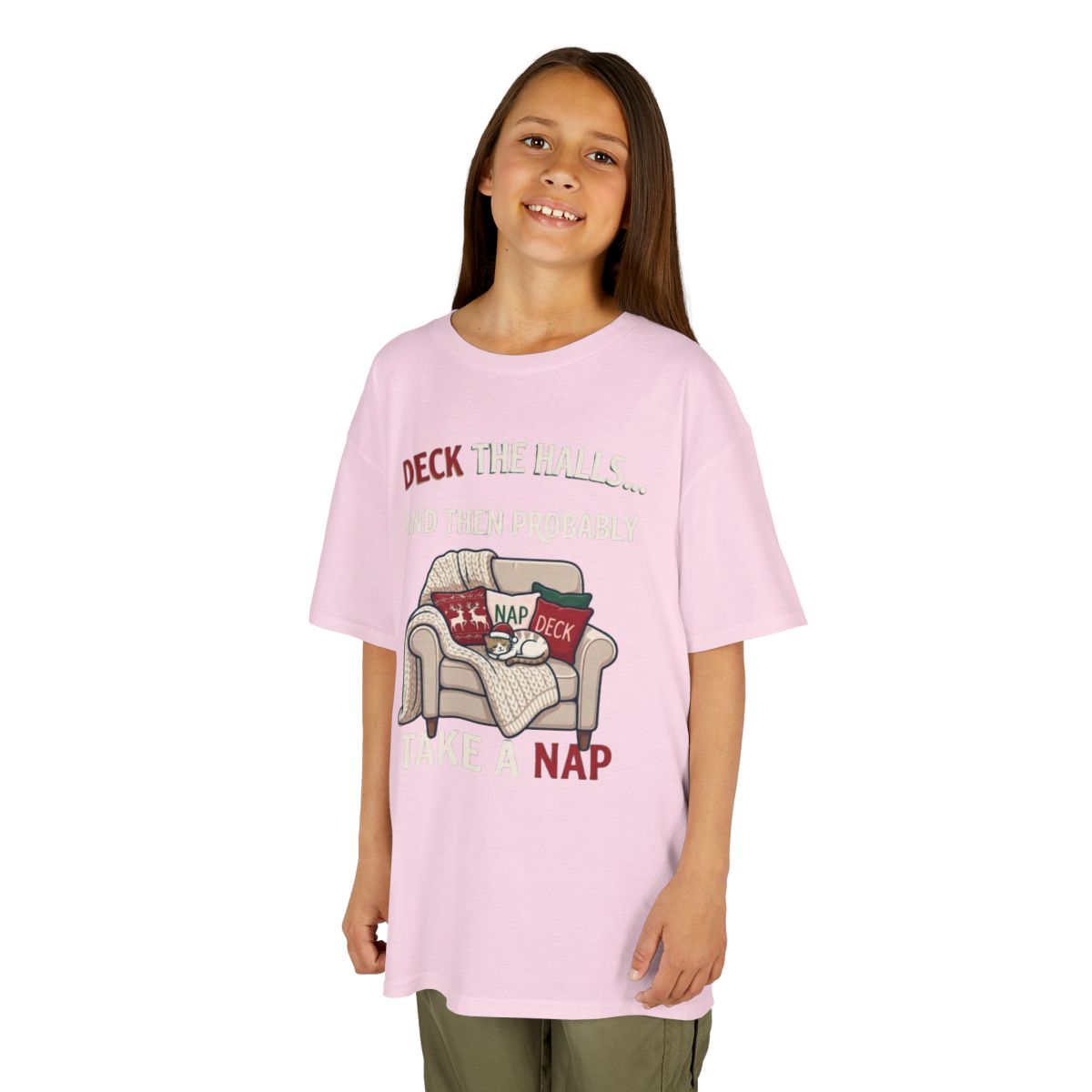 Color: Light Pink | Deck The Halls And Take A Nap Kids Tee