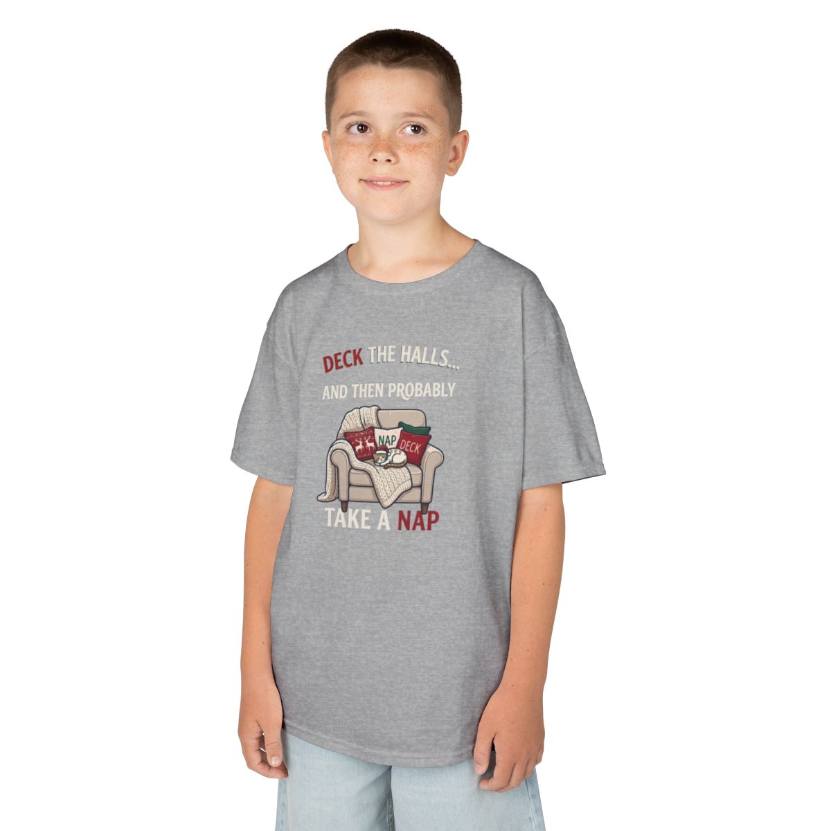 Color: Sport Grey | Deck The Halls And Take A Nap Kids Tee