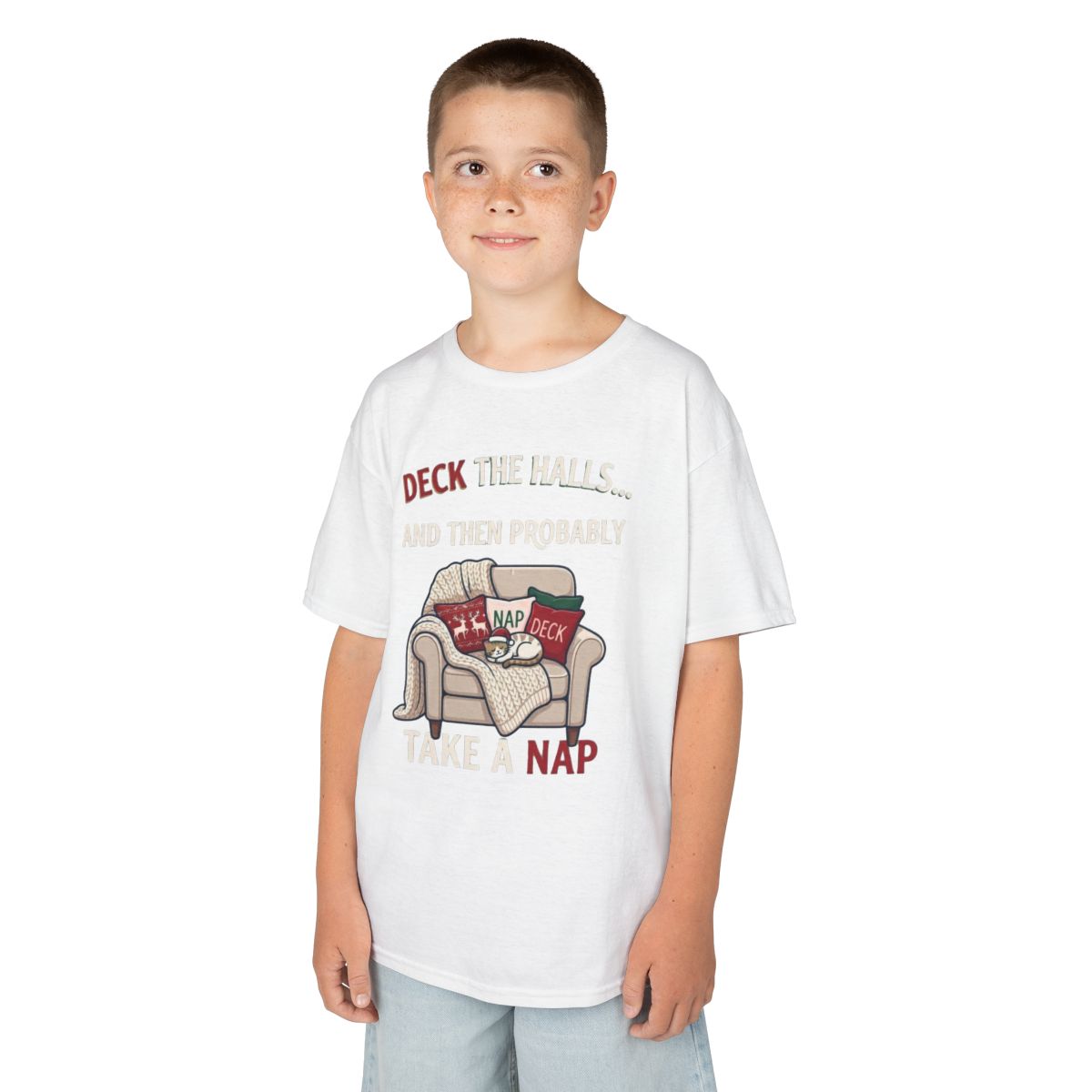 Color: White | Deck The Halls And Take A Nap Kids Tee