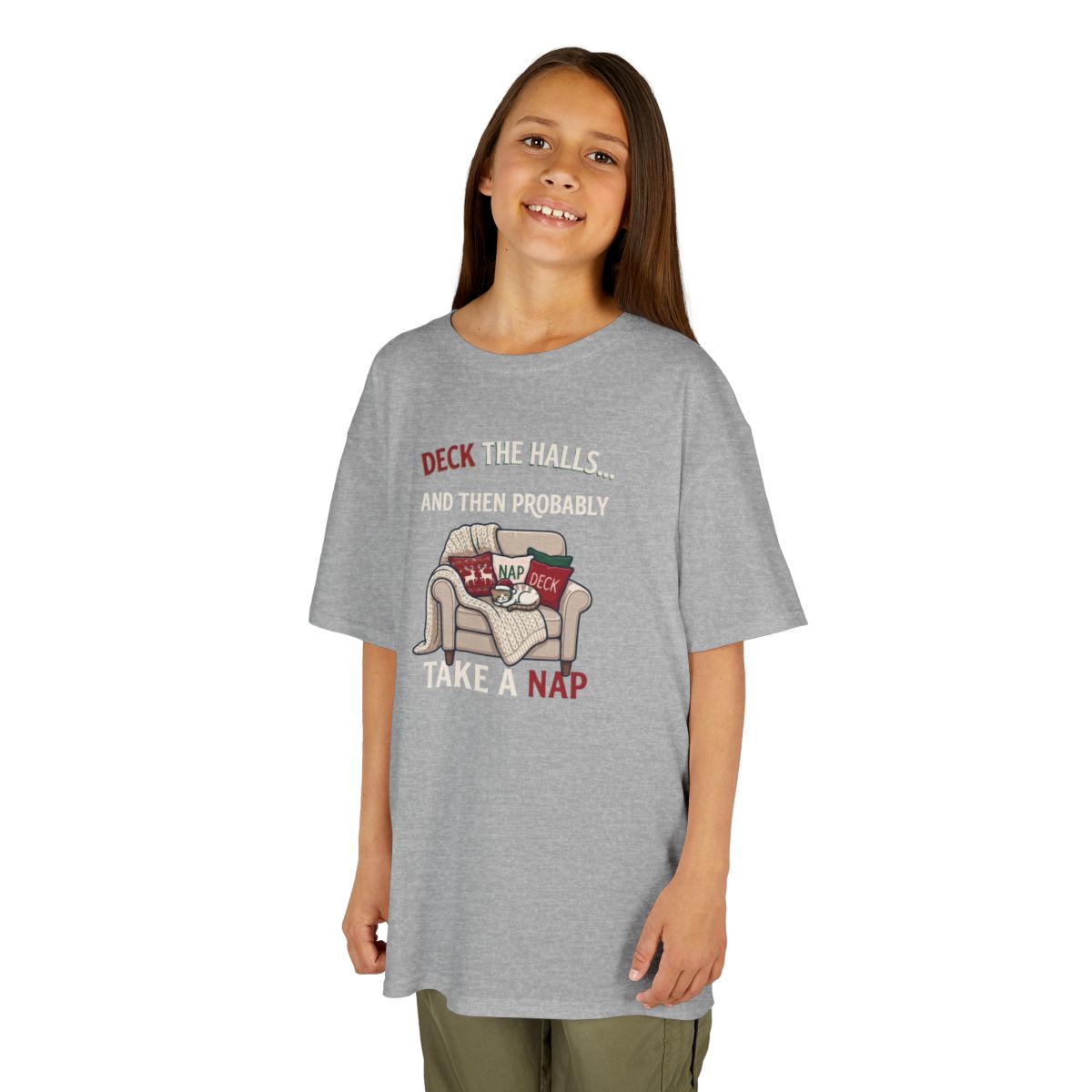 Color: Sport Grey | Deck The Halls And Take A Nap Kids Tee