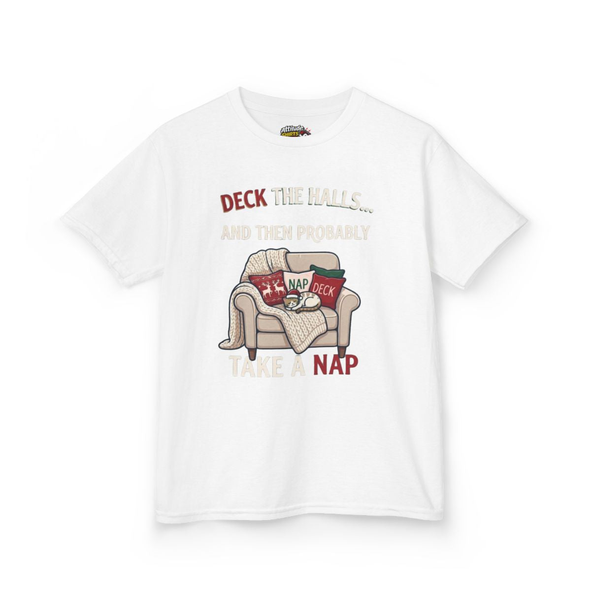 Color: White | Deck The Halls And Take A Nap Kids Tee