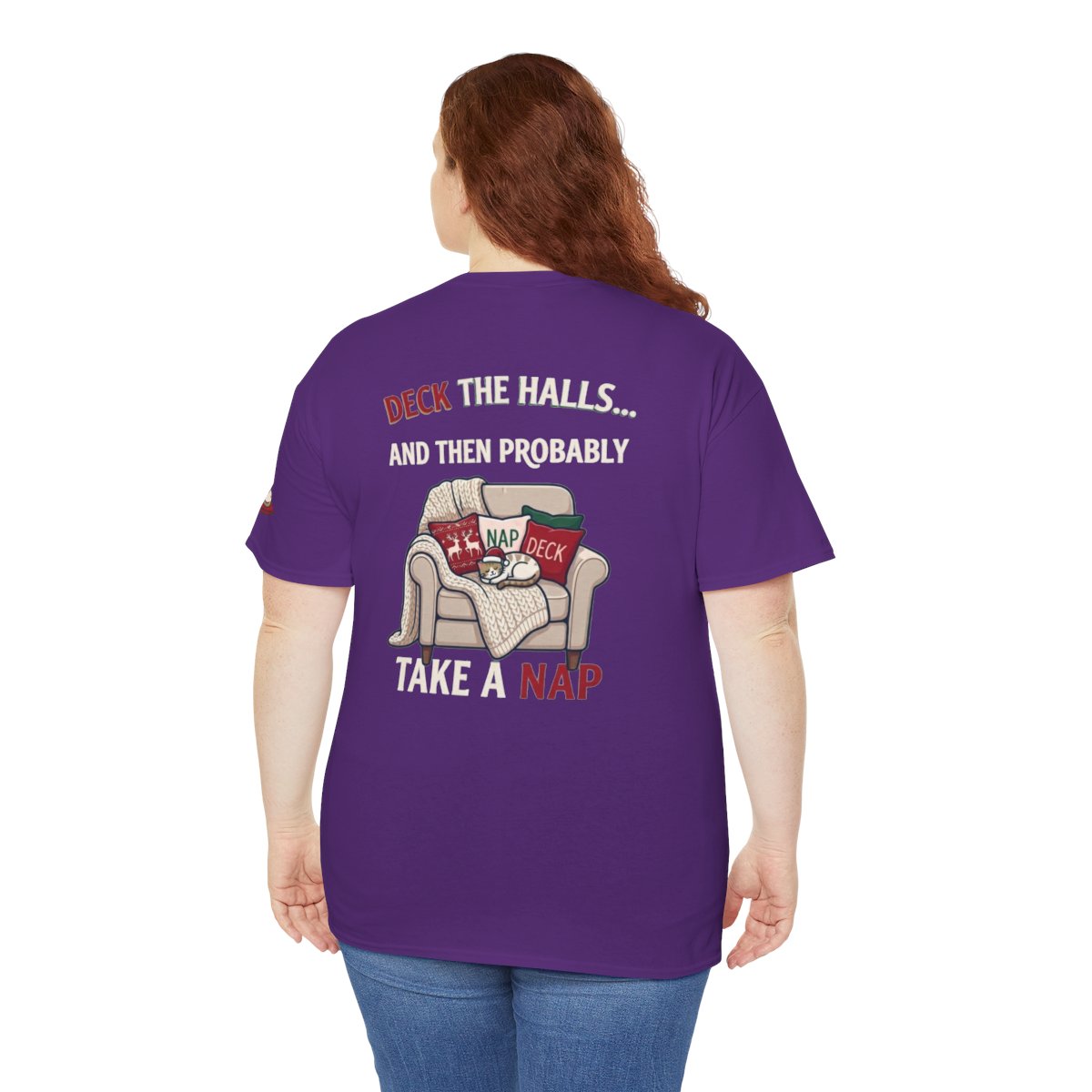 Color: Purple | Deck The Halls And Take A Nap Premium Graphic Tee