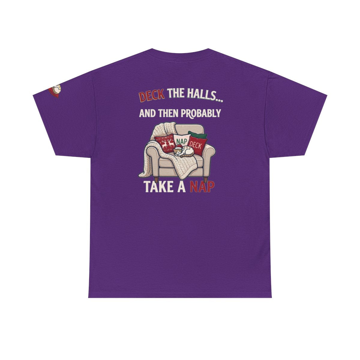 Color: Purple | Deck The Halls And Take A Nap Premium Graphic Tee