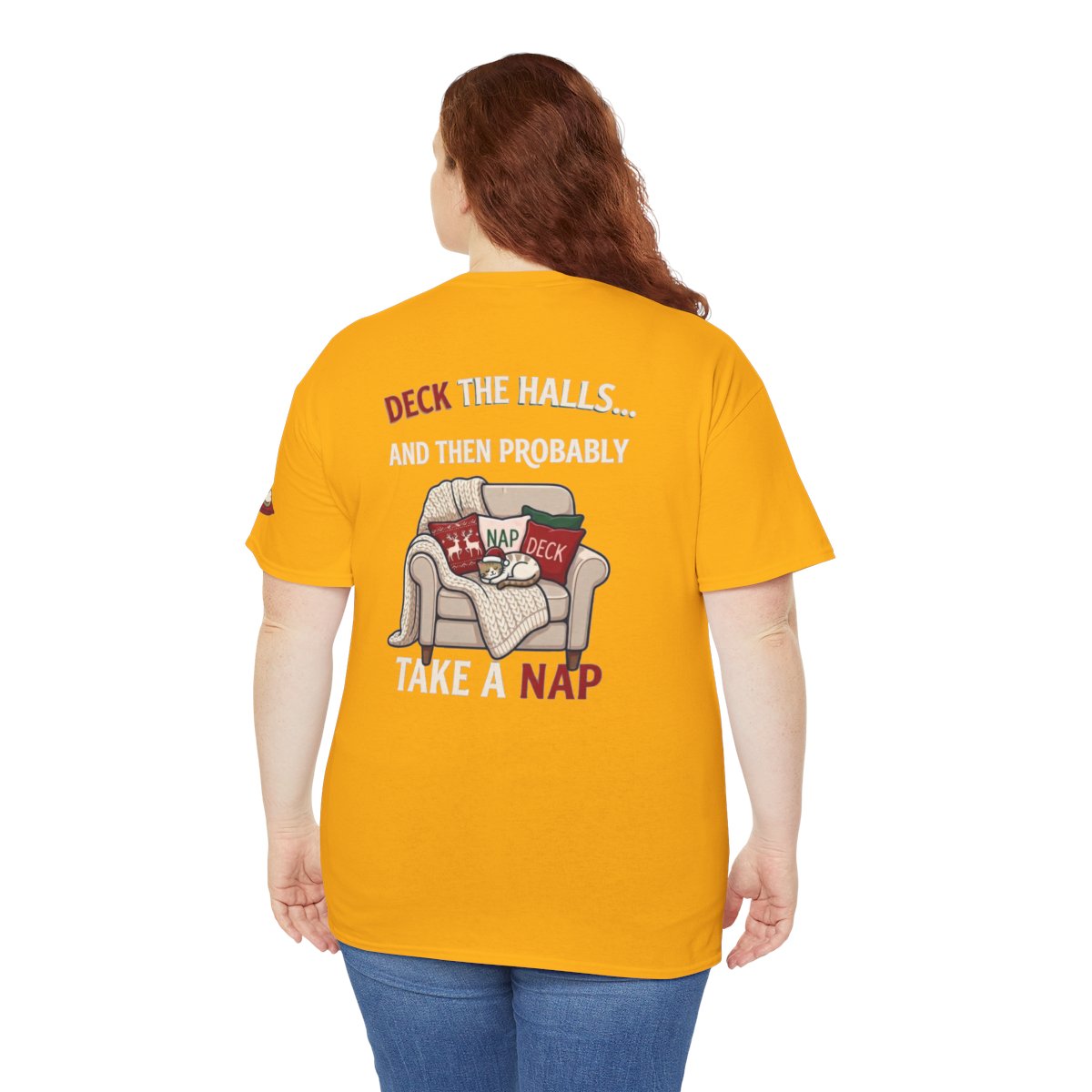 Color: Gold | Deck The Halls And Take A Nap Premium Graphic Tee