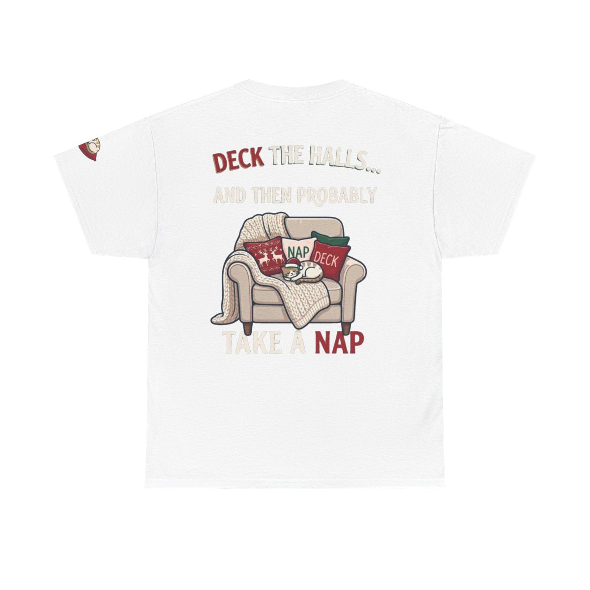 Color: White | Deck The Halls And Take A Nap Premium Graphic Tee