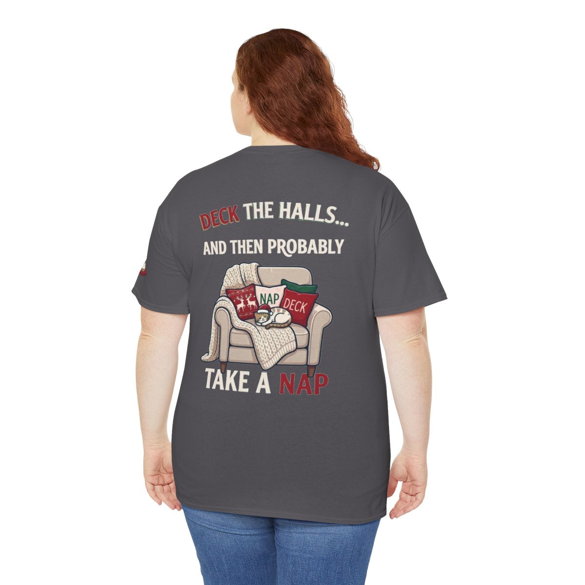Color: Charcoal | Deck The Halls And Take A Nap Premium Graphic Tee