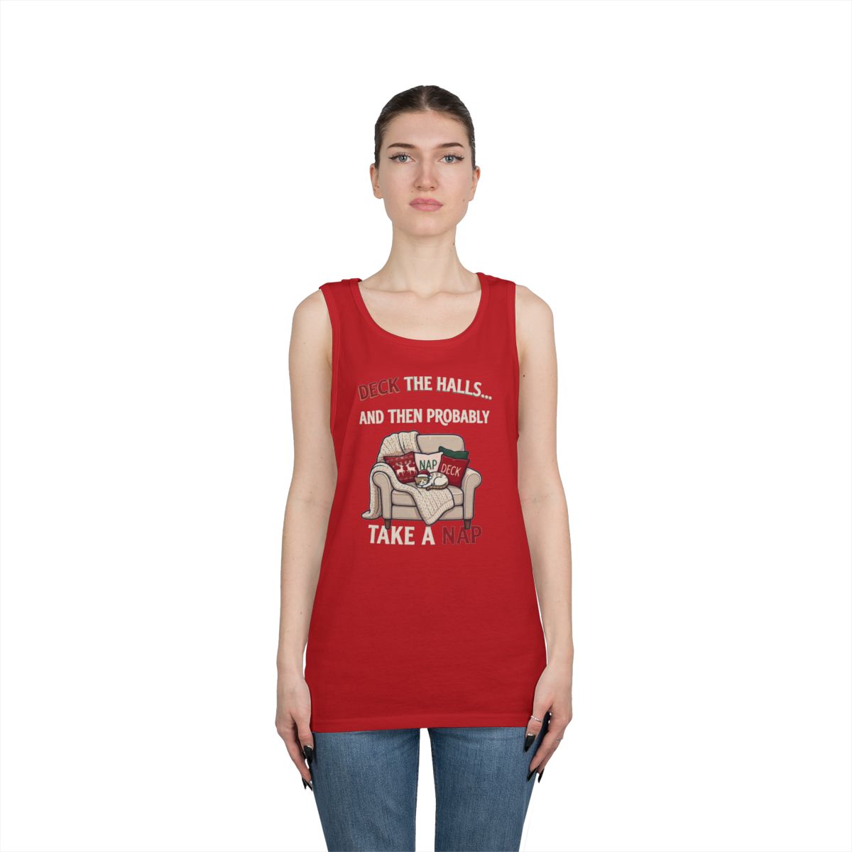 Color: Red | Deck The Halls And Take A Nap Tank Top