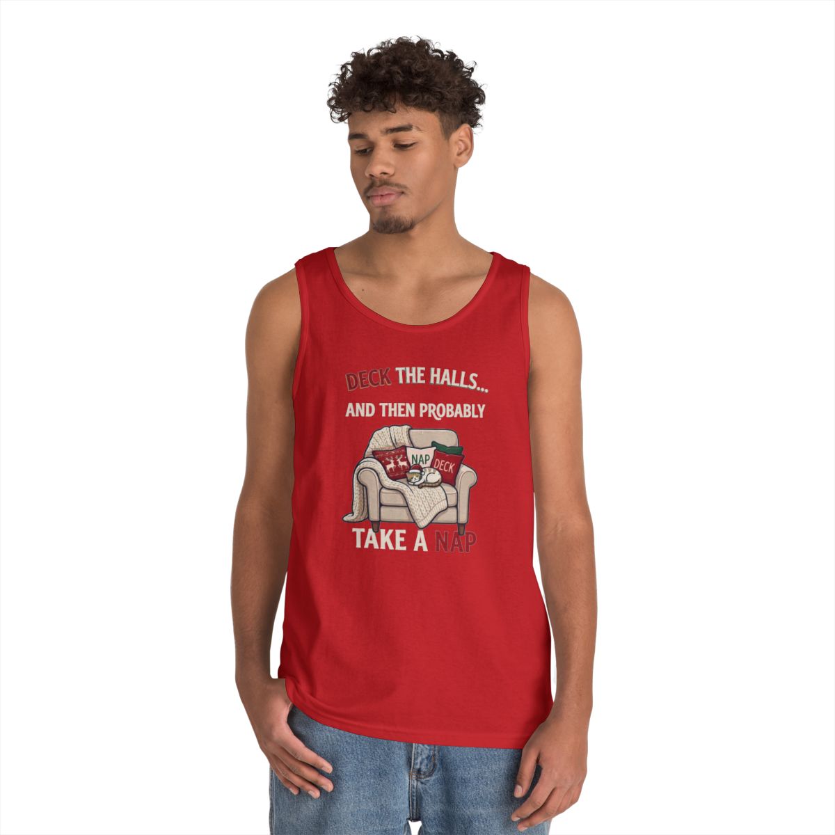 Color: Red | Deck The Halls And Take A Nap Tank Top