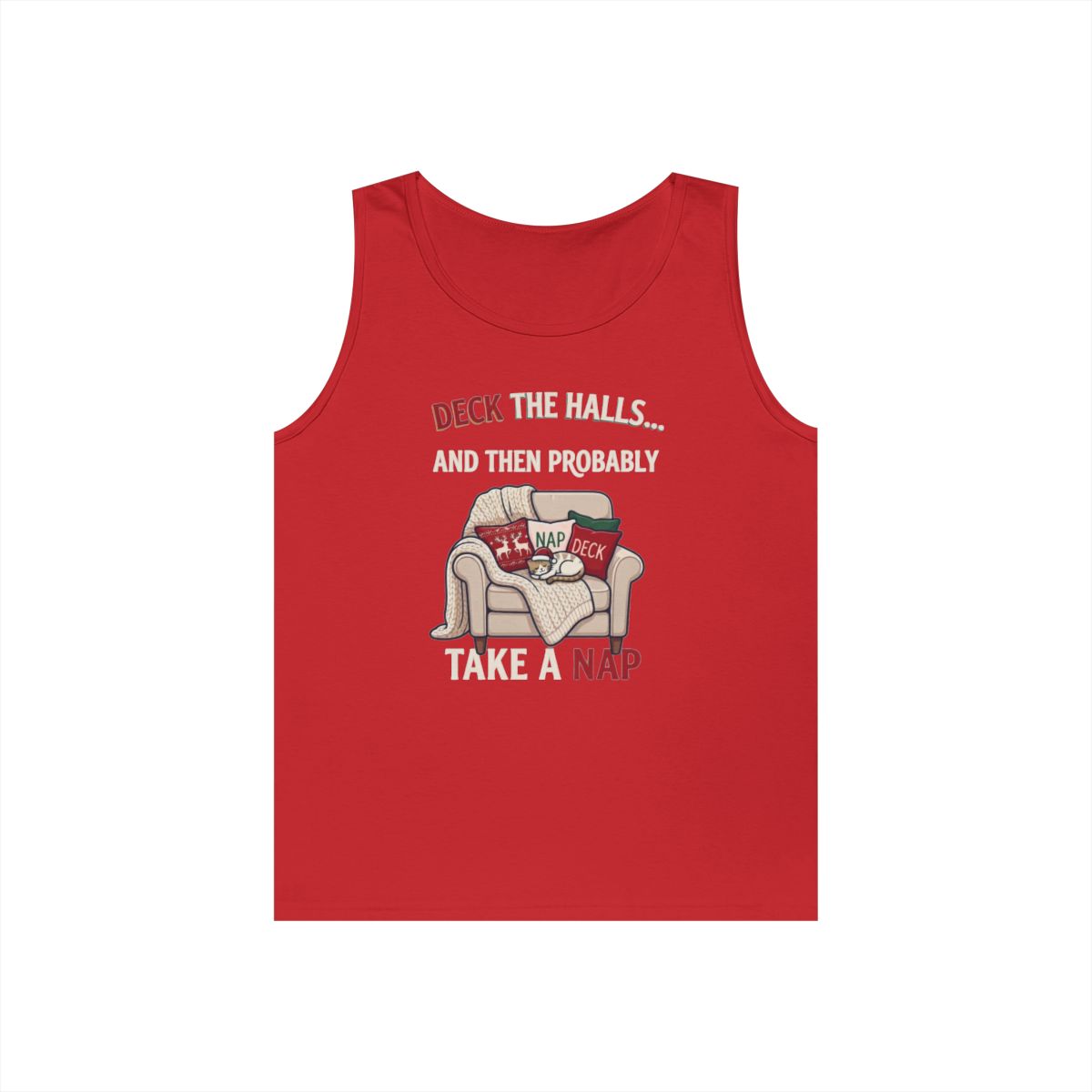 Color: Red | Deck The Halls And Take A Nap Tank Top