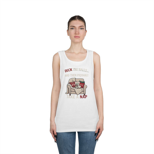 Color: White | Deck The Halls And Take A Nap Tank Top