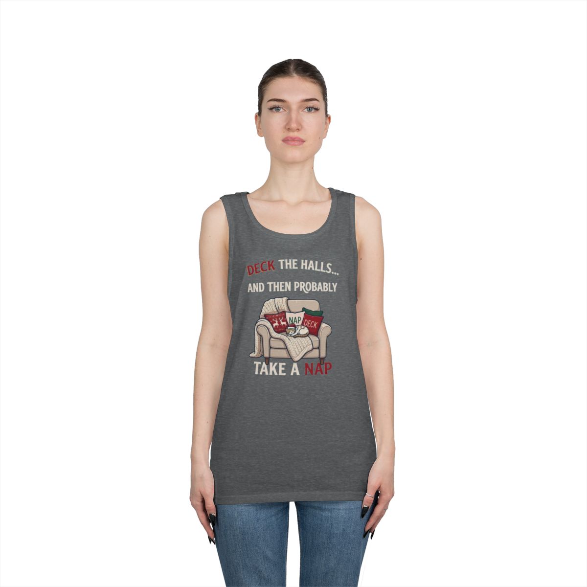 Color: Graphite Heather | Deck The Halls And Take A Nap Tank Top