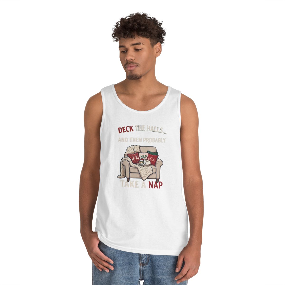 Color: White | Deck The Halls And Take A Nap Tank Top