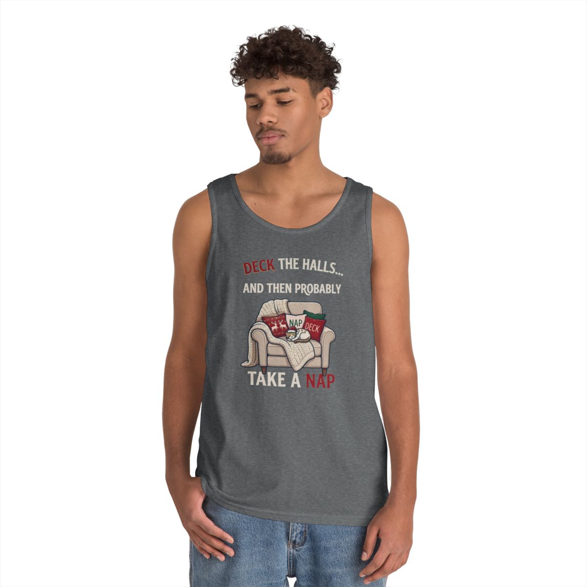 Color: Graphite Heather | Deck The Halls And Take A Nap Tank Top