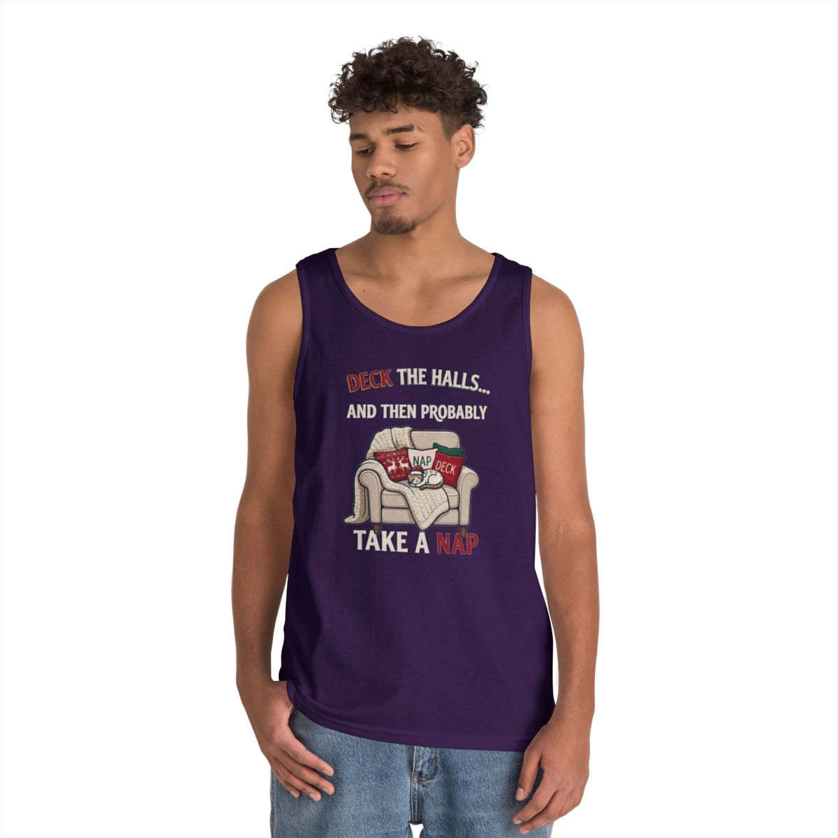 Color: Purple | Deck The Halls And Take A Nap Tank Top