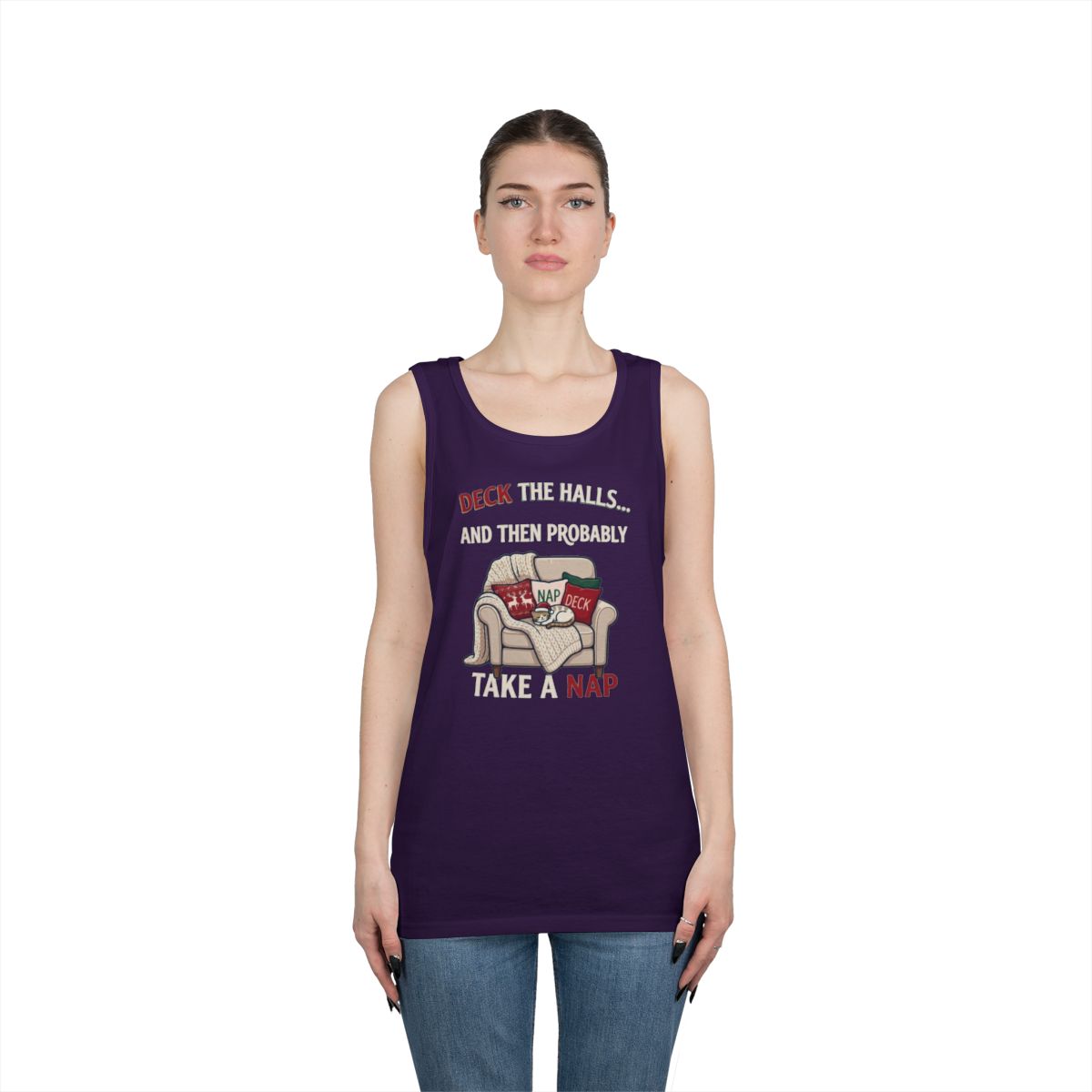 Color: Purple | Deck The Halls And Take A Nap Tank Top