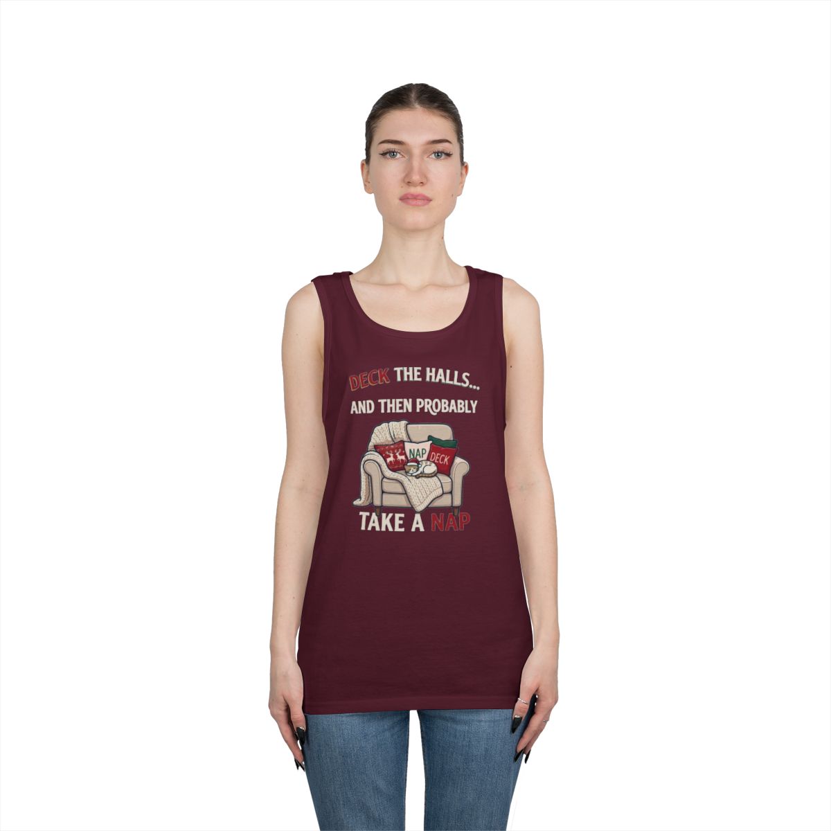 Color: Maroon | Deck The Halls And Take A Nap Tank Top