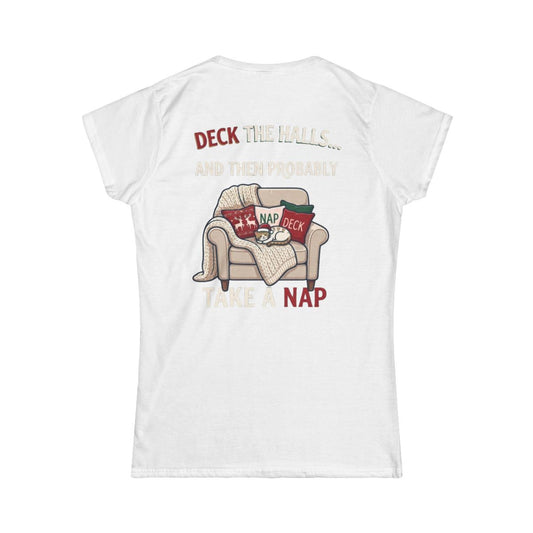 Color: White | Deck The Halls And Take A Nap Women's Tee