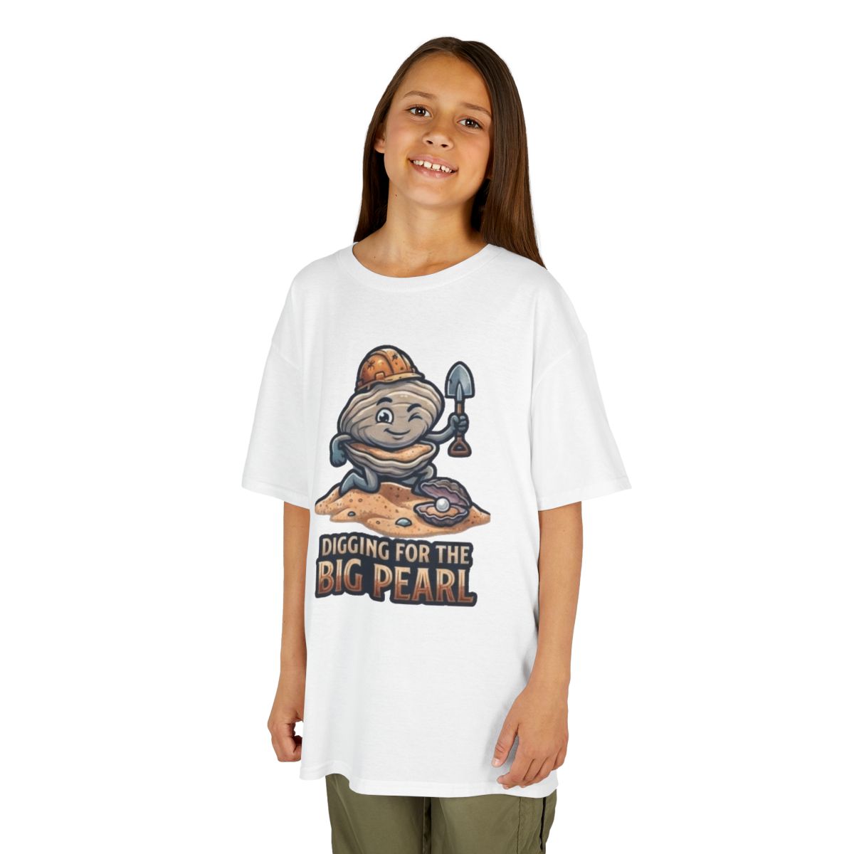 Color: White | Digging For The Big Pearl Kids Tee