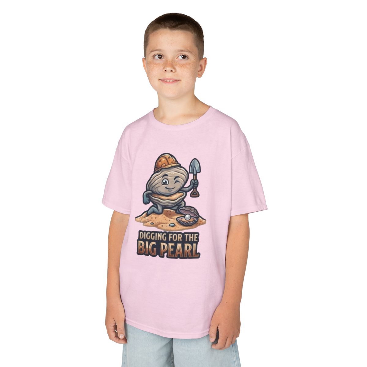 Color: Light Pink | Digging For The Big Pearl Kids Tee