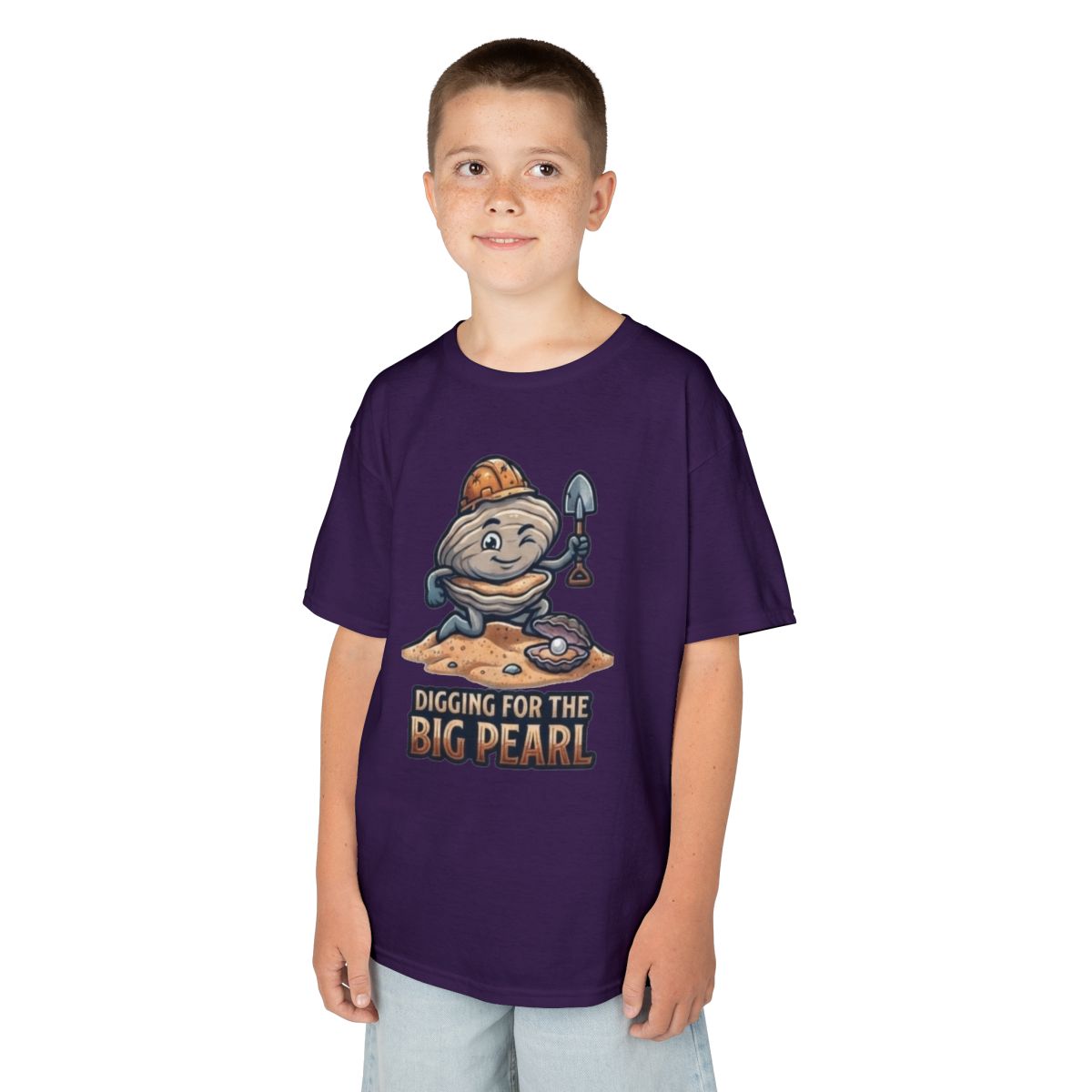 Color: Purple | Digging For The Big Pearl Kids Tee