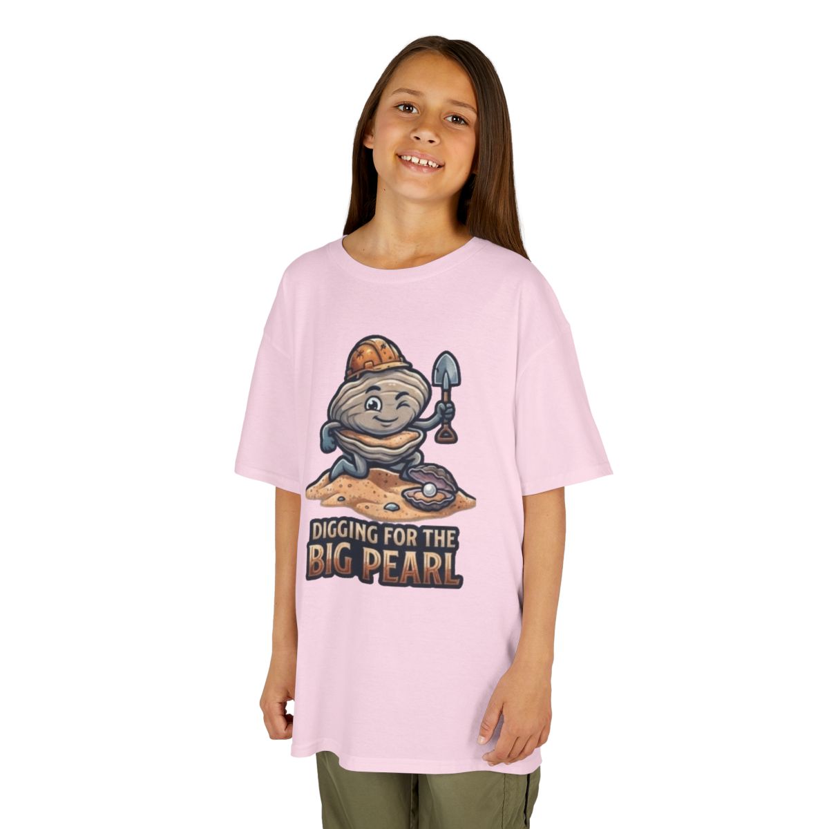 Color: Light Pink | Digging For The Big Pearl Kids Tee