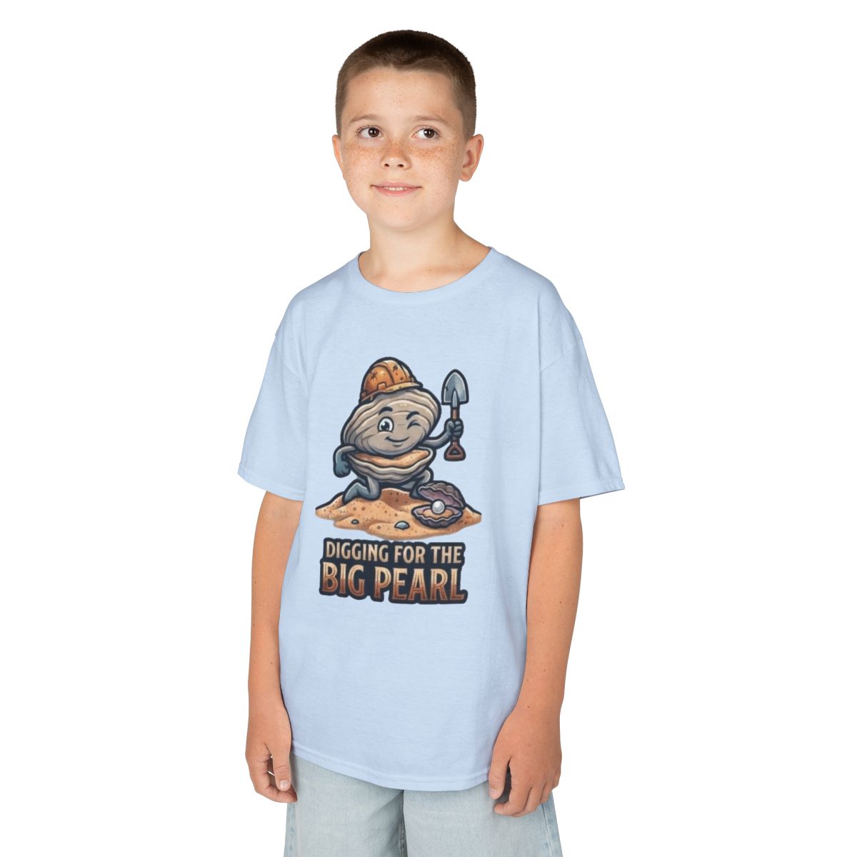 Color: Light Blue | Digging For The Big Pearl Kids Tee