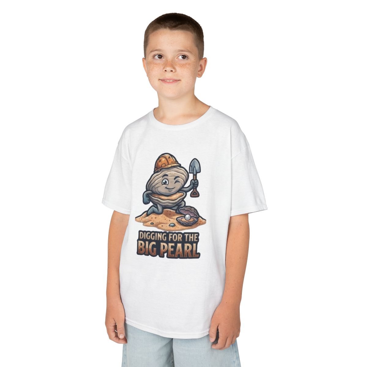 Color: White | Digging For The Big Pearl Kids Tee