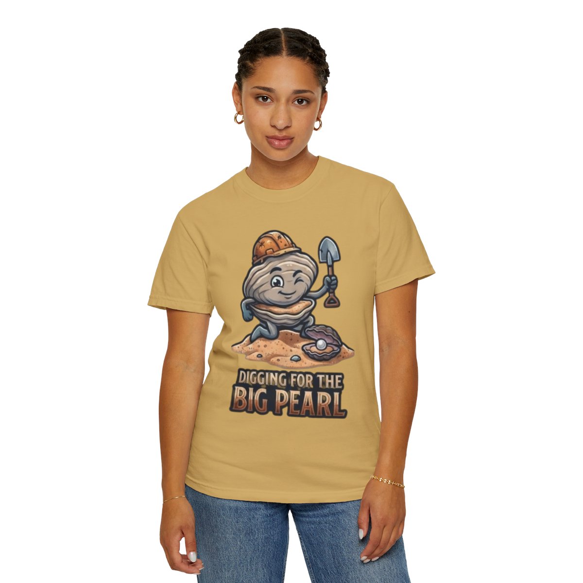 Color: Mustard | Digging For The Big Pearl Unisex Garment-Dyed Tee