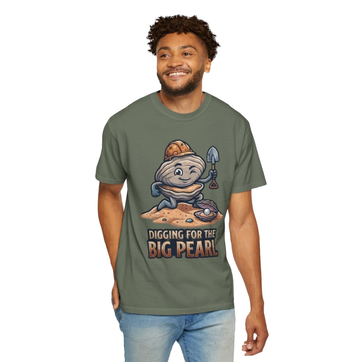 Color: Moss | Digging For The Big Pearl Unisex Garment-Dyed Tee
