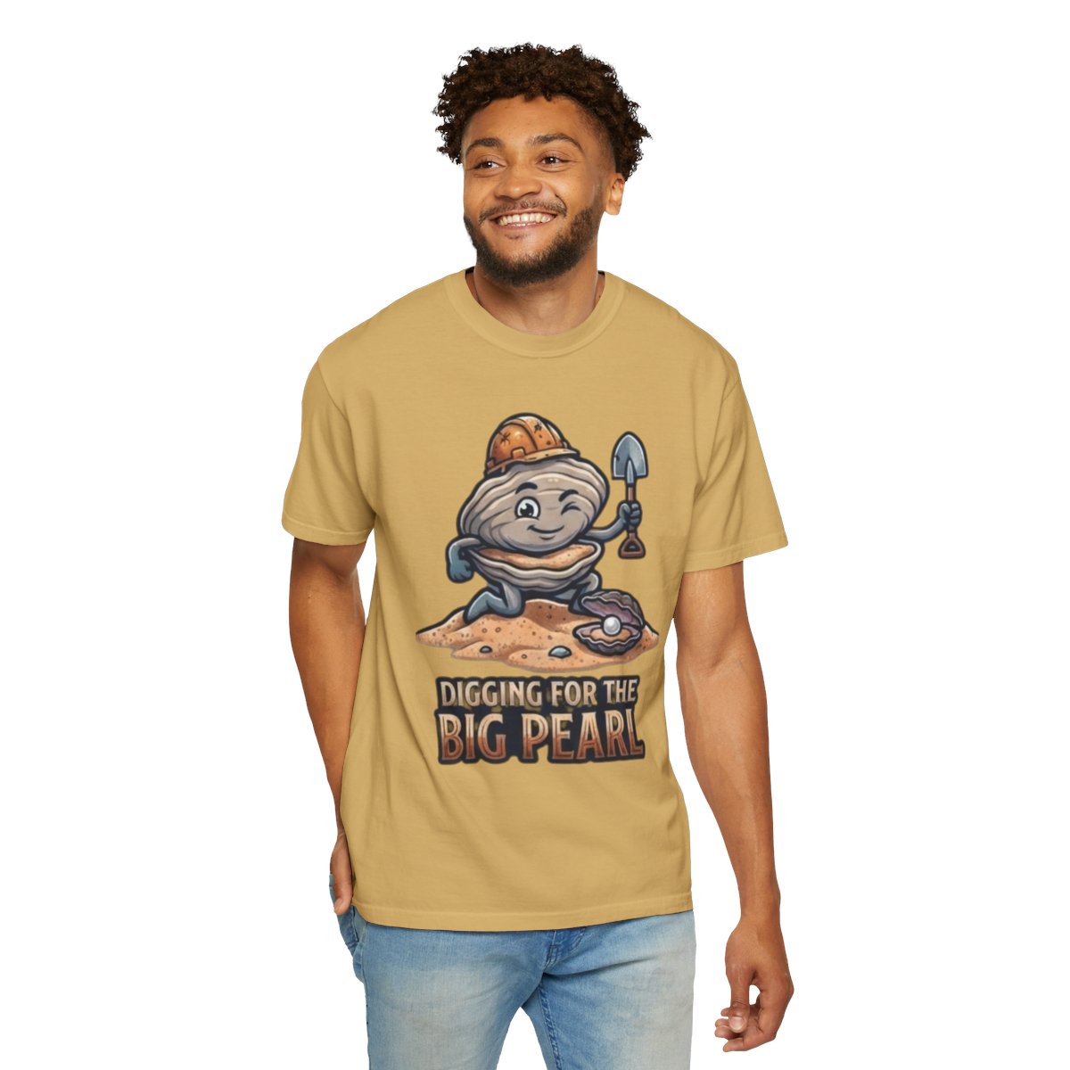 Color: Mustard | Digging For The Big Pearl Unisex Garment-Dyed Tee