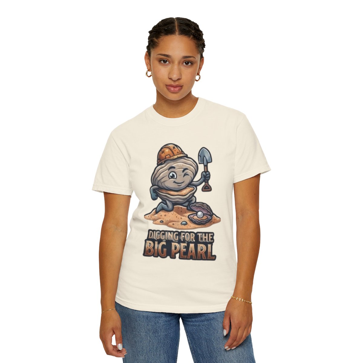 Color: Ivory | Digging For The Big Pearl Unisex Garment-Dyed Tee