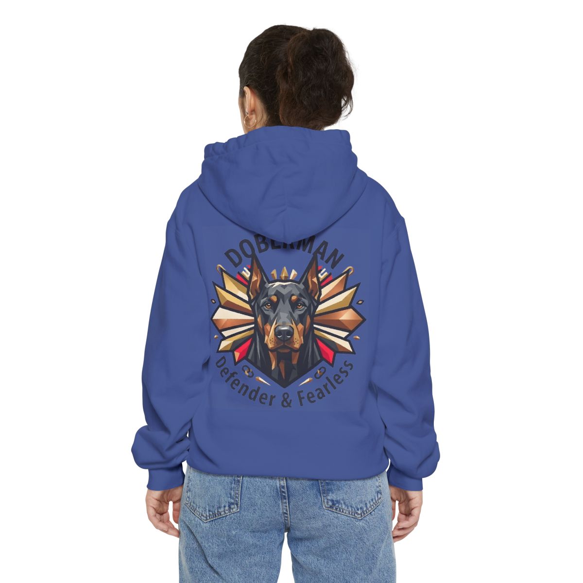 Color: Flo Blue | Doberman Defender Garment-Dyed Hoodie