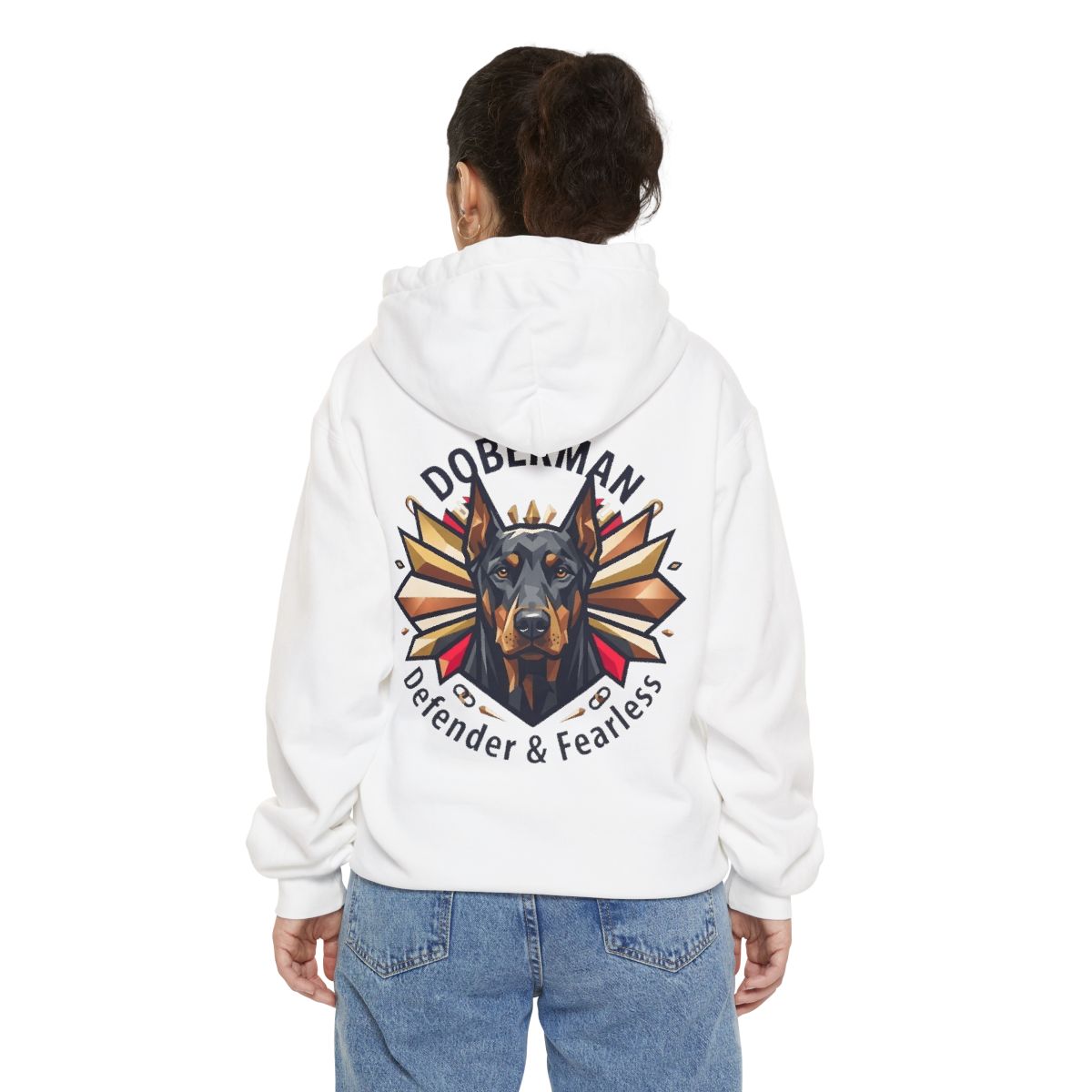 Color: White | Doberman Defender Garment-Dyed Hoodie