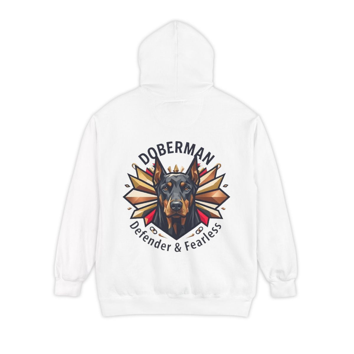 Color: White | Doberman Defender Garment-Dyed Hoodie