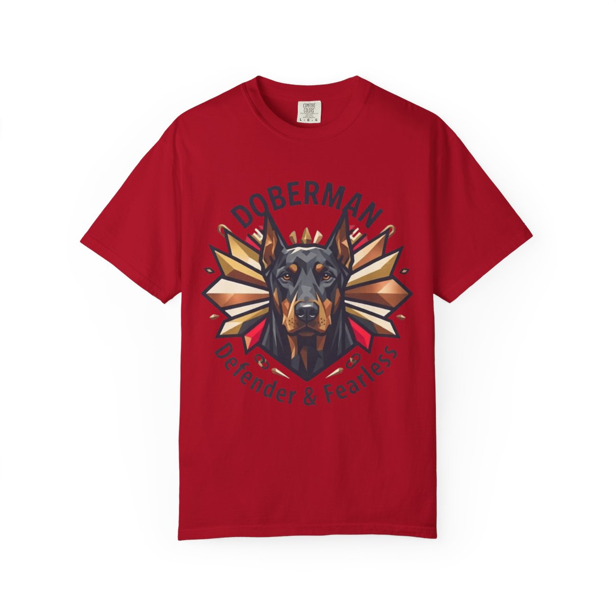 Color: Red | Doberman Defender Unisex Garment-Dyed Tee