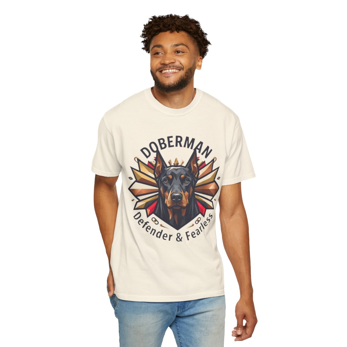Color: Ivory | Doberman Defender Unisex Garment-Dyed Tee