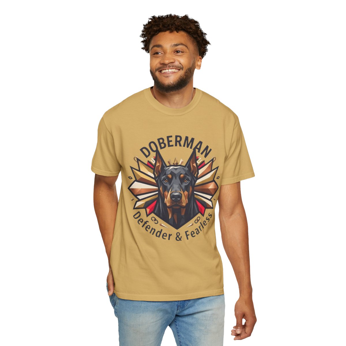 Color: Mustard | Doberman Defender Unisex Garment-Dyed Tee