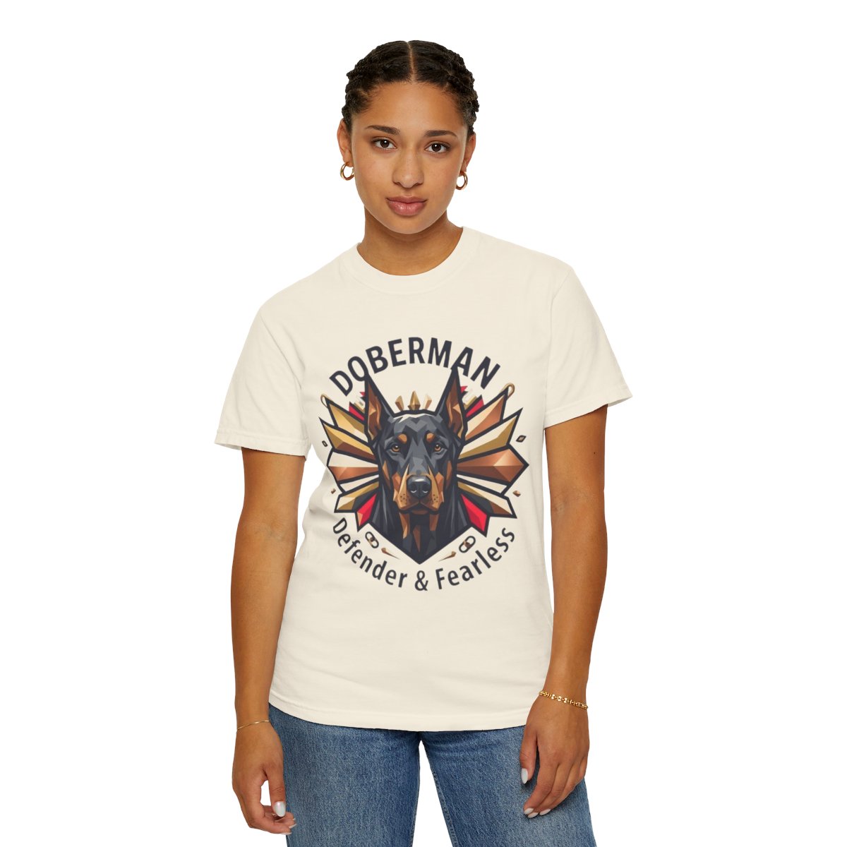 Color: Ivory | Doberman Defender Unisex Garment-Dyed Tee