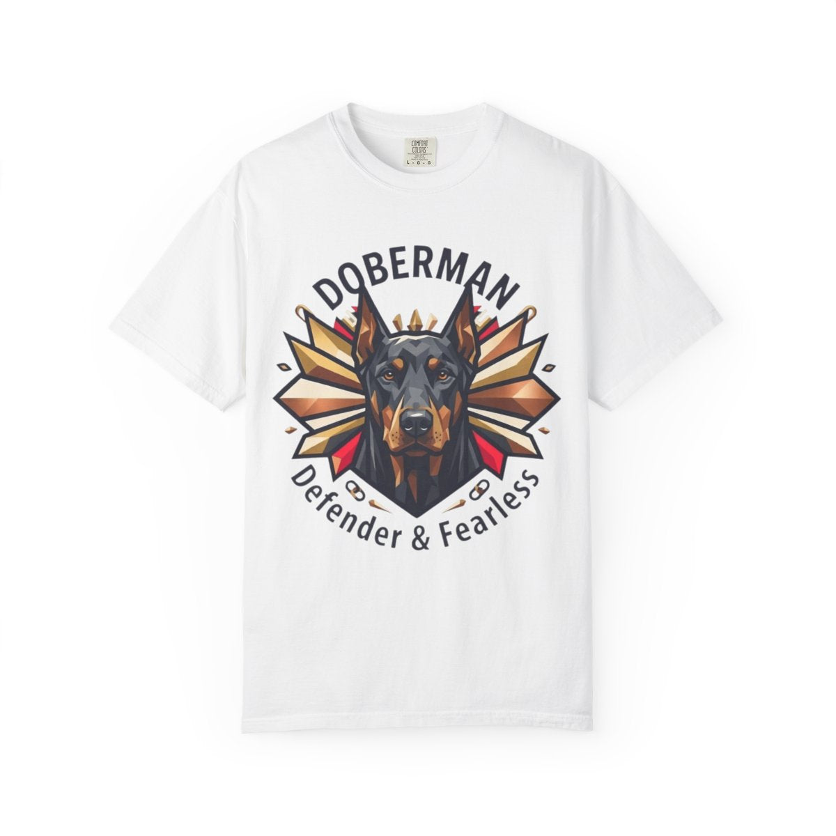 Color: White | Doberman Defender Unisex Garment-Dyed Tee